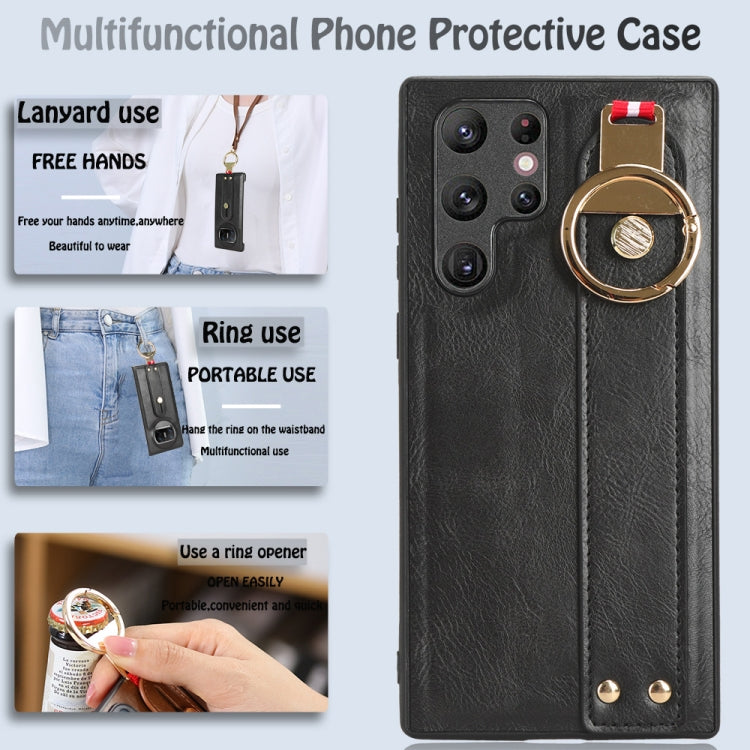 For Huawei Mate X3 Wristband Leather Back Phone Case(Black) - Huawei Cases by PMC TechLife | Online Shopping South Africa | PMC TechLife | Buy Now Pay Later Mobicred
