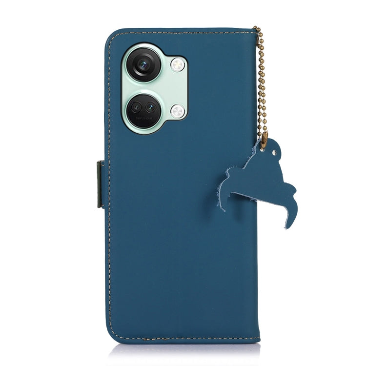 For OnePlus Nord 3 / Ace 2V Genuine Leather Magnetic RFID Leather Phone Case(Blue) - OnePlus Cases by PMC TechLife | Online Shopping South Africa | PMC TechLife | Buy Now Pay Later Mobicred