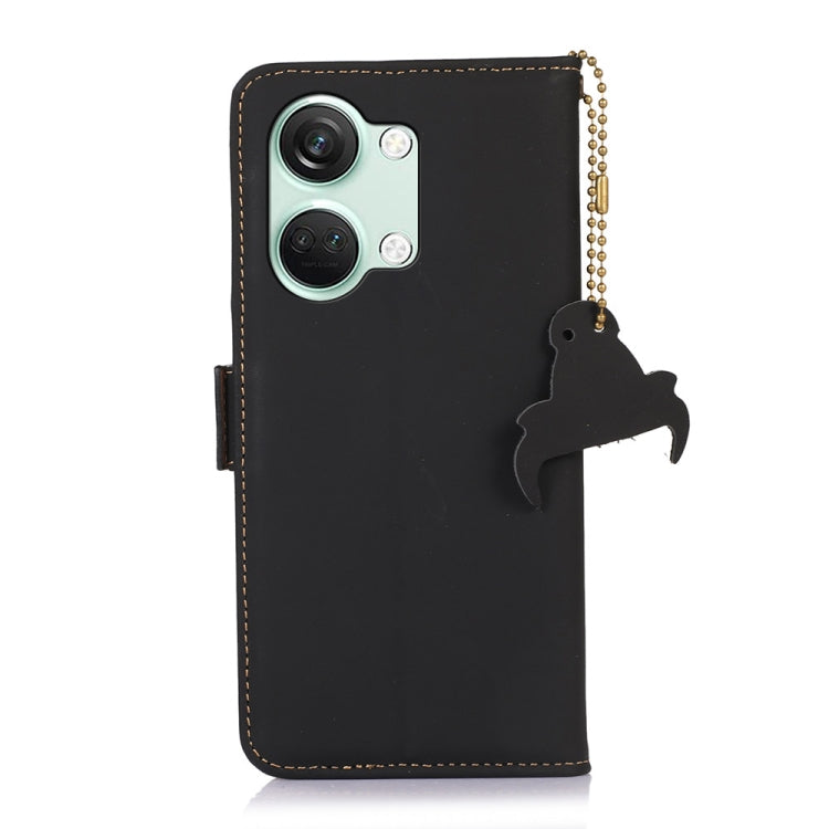 For OnePlus Nord 3 / Ace 2V Genuine Leather Magnetic RFID Leather Phone Case(Black) - OnePlus Cases by PMC TechLife | Online Shopping South Africa | PMC TechLife | Buy Now Pay Later Mobicred