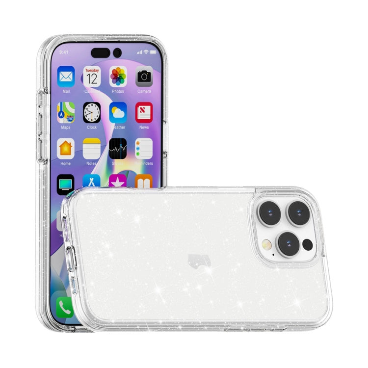 For iPhone 16 Pro Shockproof Terminator Glitter Powder Phone Case(White) - iPhone 16 Pro Cases by PMC TechLife | Online Shopping South Africa | PMC TechLife | Buy Now Pay Later Mobicred