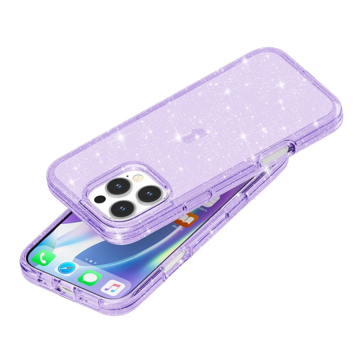 For iPhone 16 Pro Shockproof Terminator Glitter Powder Phone Case(Purple) - iPhone 16 Pro Cases by PMC TechLife | Online Shopping South Africa | PMC TechLife | Buy Now Pay Later Mobicred