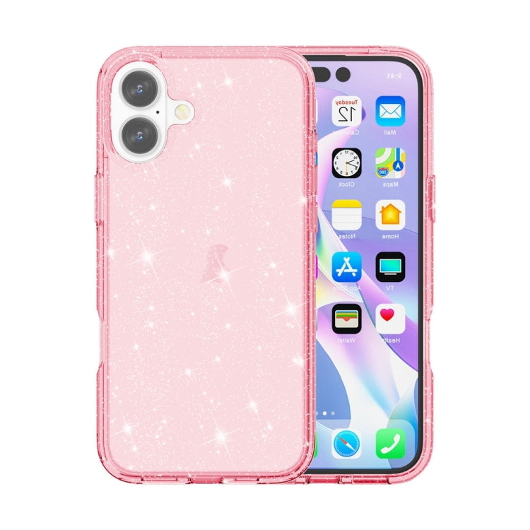 For iPhone 16 Shockproof Terminator Glitter Powder Phone Case(Pink) - iPhone 16 Cases by PMC TechLife | Online Shopping South Africa | PMC TechLife | Buy Now Pay Later Mobicred