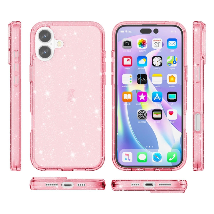 For iPhone 16 Shockproof Terminator Glitter Powder Phone Case(Pink) - iPhone 16 Cases by PMC TechLife | Online Shopping South Africa | PMC TechLife | Buy Now Pay Later Mobicred