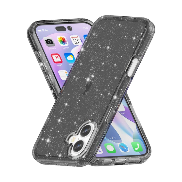 For iPhone 16 Shockproof Terminator Glitter Powder Phone Case(Black) - iPhone 16 Cases by PMC TechLife | Online Shopping South Africa | PMC TechLife | Buy Now Pay Later Mobicred