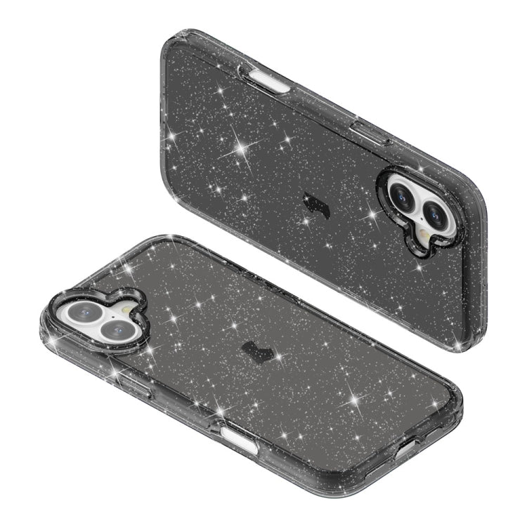 For iPhone 16 Shockproof Terminator Glitter Powder Phone Case(Black) - iPhone 16 Cases by PMC TechLife | Online Shopping South Africa | PMC TechLife | Buy Now Pay Later Mobicred