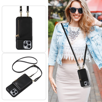 For iPhone 16 Pro Max Crossbody Lanyard Zipper Wallet Leather Phone Case(Black) - iPhone 16 Pro Max Cases by PMC Jewellery | Online Shopping South Africa | PMC Jewellery | Buy Now Pay Later Mobicred