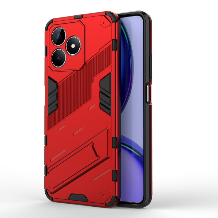 For Realme C53 4G Punk Armor 2 in 1 PC + TPU Phone Case with Holder(Red) - Realme Cases by PMC Jewellery | Online Shopping South Africa | PMC Jewellery | Buy Now Pay Later Mobicred