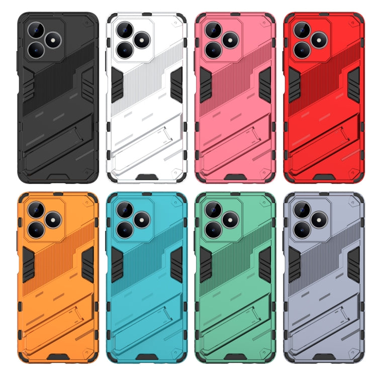 For Realme C53 4G Punk Armor 2 in 1 PC + TPU Phone Case with Holder(White) - Realme Cases by PMC TechLife | Online Shopping South Africa | PMC TechLife | Buy Now Pay Later Mobicred