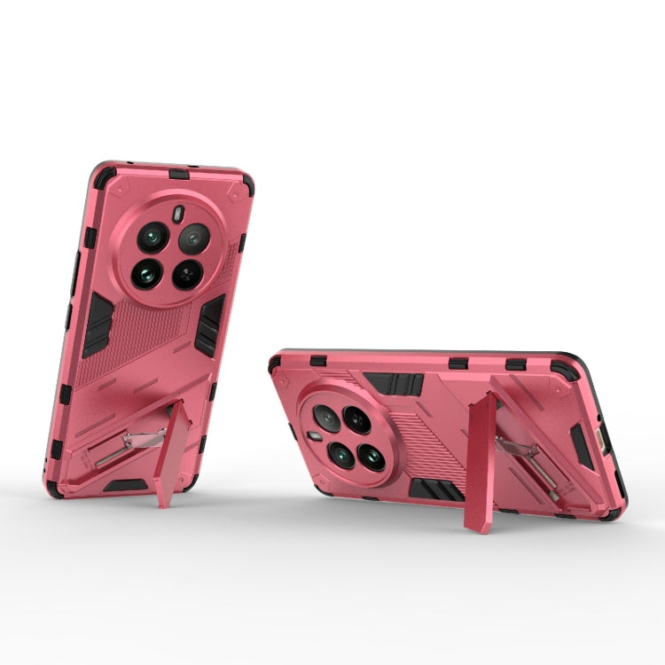 For Realme 12 Pro 5G Global Punk Armor 2 in 1 PC + TPU Phone Case with Holder(Light Red) - Realme Cases by PMC TechLife | Online Shopping South Africa | PMC TechLife | Buy Now Pay Later Mobicred