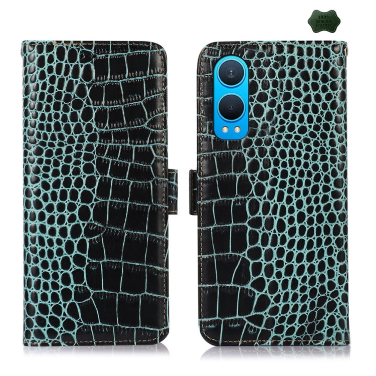 For OnePlus Nord CE4 Lite Crocodile Top Layer Cowhide Leather Phone Case(Green) - OnePlus Cases by PMC TechLife | Online Shopping South Africa | PMC TechLife | Buy Now Pay Later Mobicred