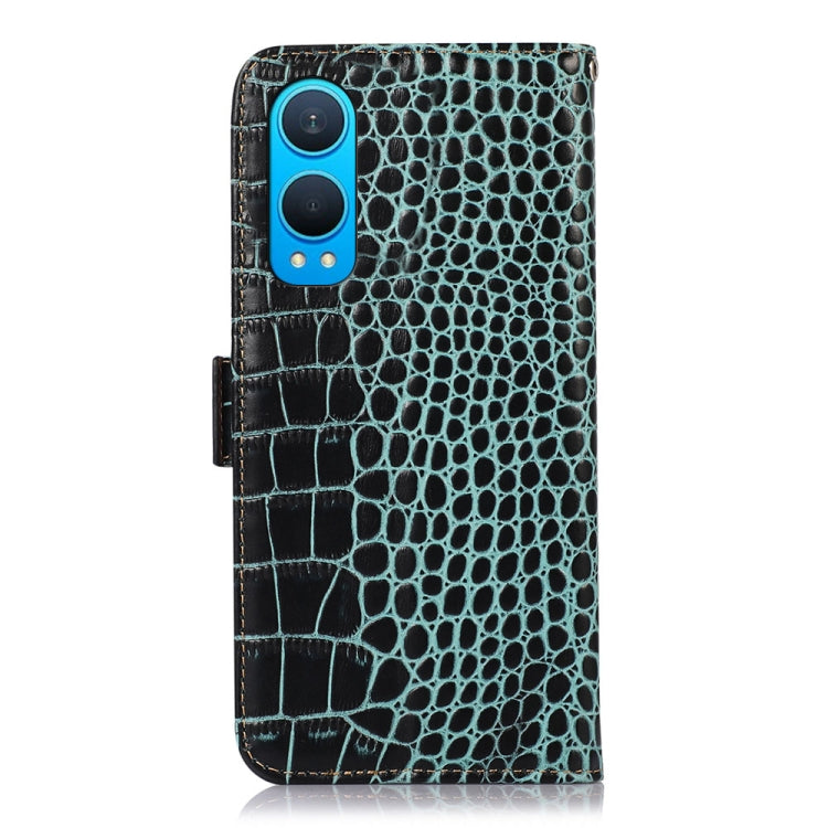 For OnePlus Nord CE4 Lite Crocodile Top Layer Cowhide Leather Phone Case(Green) - OnePlus Cases by PMC TechLife | Online Shopping South Africa | PMC TechLife | Buy Now Pay Later Mobicred