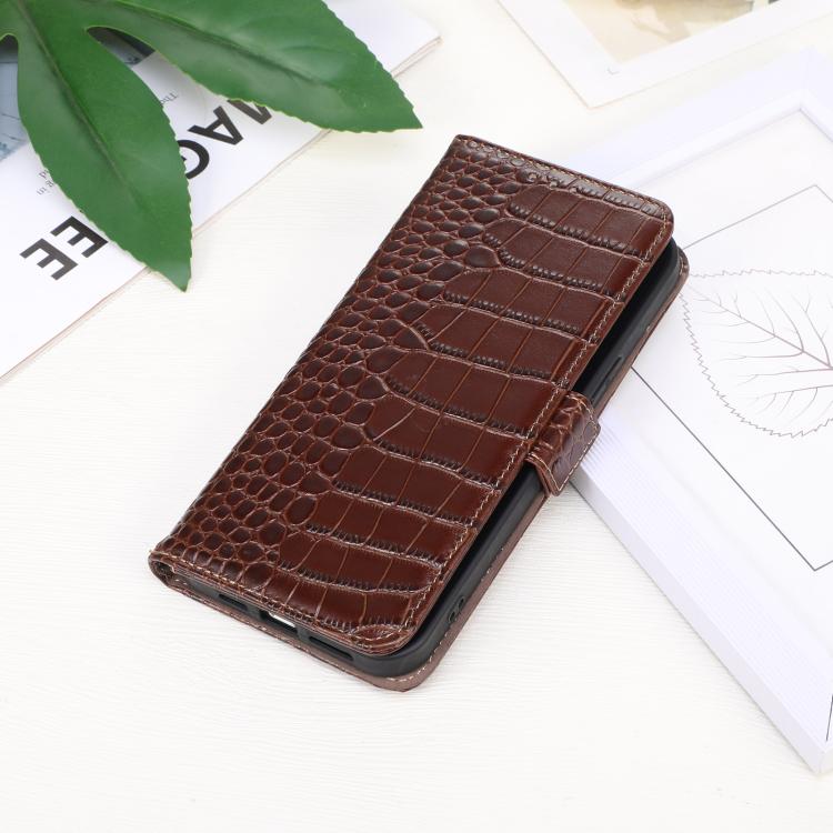 For OnePlus Ace 5 Pro / Ace 5 Crocodile Top Layer Cowhide Leather Phone Case(Brown) - Ace 5 Cases by PMC TechLife | Online Shopping South Africa | PMC TechLife | Buy Now Pay Later Mobicred