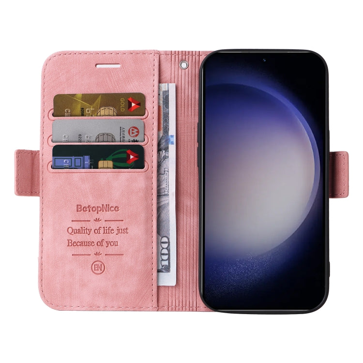 For Samsung Galaxy S24 BETOPNICE Dual-side Buckle Leather Phone Case(Pink) - Galaxy Phone Cases by BETOPNICE | Online Shopping South Africa | PMC Jewellery | Buy Now Pay Later Mobicred