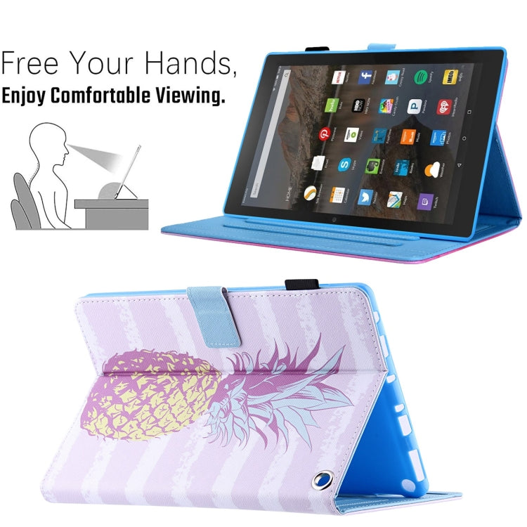 For Amazon Fire Max 11 2023 Colored Drawing Leather Smart Tablet Case(Gold Pineapple) - Amazon by PMC TechLife | Online Shopping South Africa | PMC TechLife | Buy Now Pay Later Mobicred