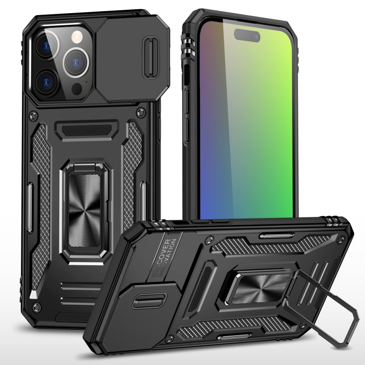 For iPhone 16 Pro Armor PC + TPU Camera Shield Phone Case(Black) - iPhone 16 Pro Cases by PMC TechLife | Online Shopping South Africa | PMC TechLife | Buy Now Pay Later Mobicred