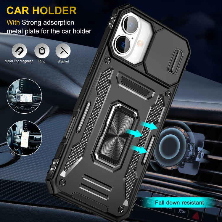 For iPhone 16 Plus Armor PC + TPU Camera Shield Phone Case(Black) - iPhone 16 Plus Cases by PMC TechLife | Online Shopping South Africa | PMC TechLife | Buy Now Pay Later Mobicred
