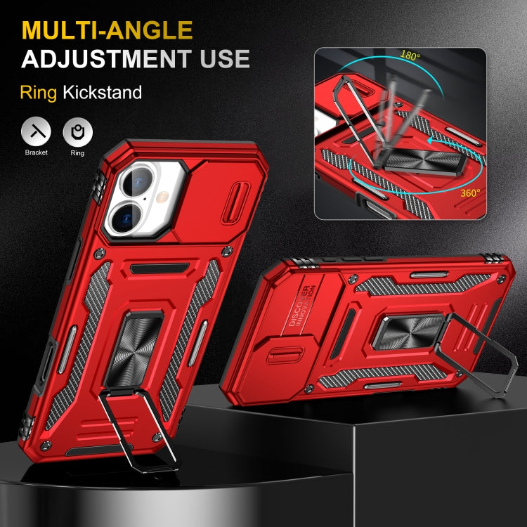 For iPhone 16 Armor PC + TPU Camera Shield Phone Case(Red) - iPhone 16 Cases by PMC TechLife | Online Shopping South Africa | PMC TechLife | Buy Now Pay Later Mobicred