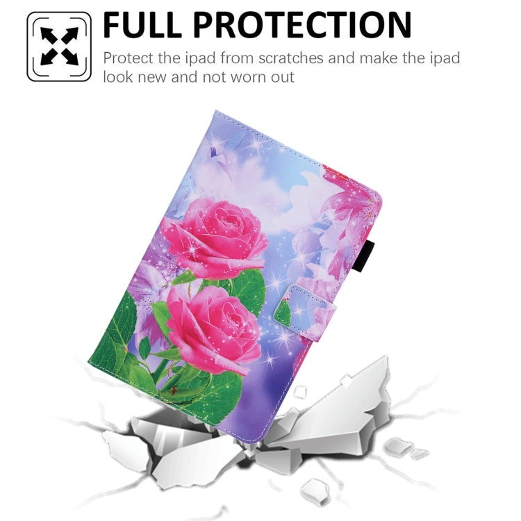 For Amazon Fire Max 11 2023 Colored Drawing Leather Smart Tablet Case(Red Rose) - Amazon by PMC TechLife | Online Shopping South Africa | PMC TechLife | Buy Now Pay Later Mobicred
