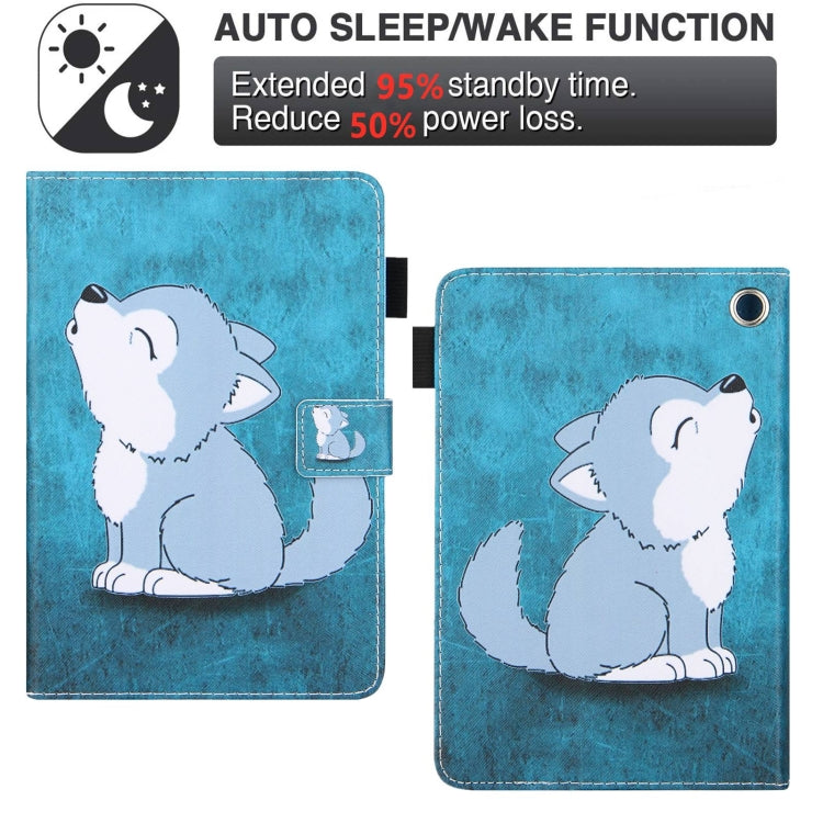For Amazon Fire Max 11 2023 Colored Drawing Leather Smart Tablet Case(Cute Wolf) - Amazon by PMC TechLife | Online Shopping South Africa | PMC TechLife | Buy Now Pay Later Mobicred