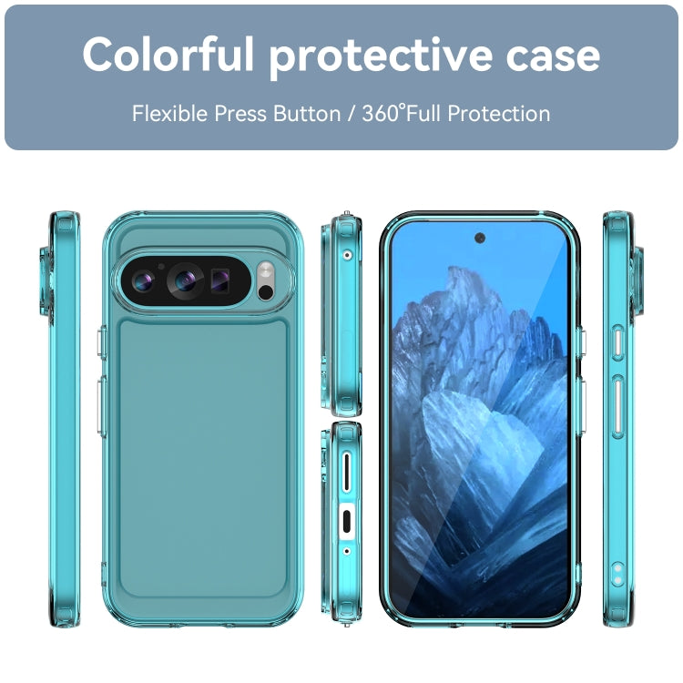 For Google Pixel 9 Candy Series TPU Phone Case(Transparent Blue) - Google Cases by PMC Jewellery | Online Shopping South Africa | PMC Jewellery | Buy Now Pay Later Mobicred