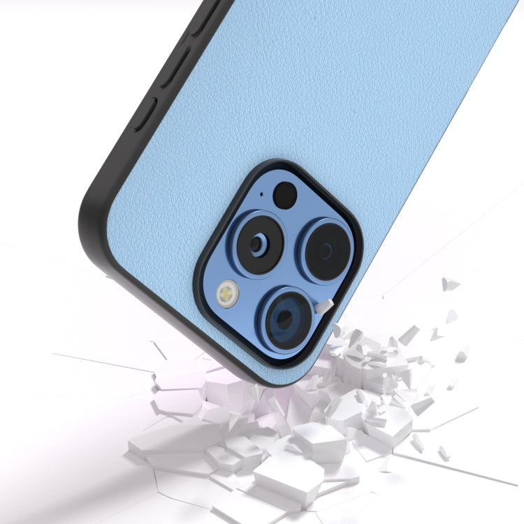 For iPhone 16 Pro ABEEL Genuine Leather Wave Black Edge Phone Case(Blue) - iPhone 16 Pro Cases by PMC TechLife | Online Shopping South Africa | PMC TechLife | Buy Now Pay Later Mobicred