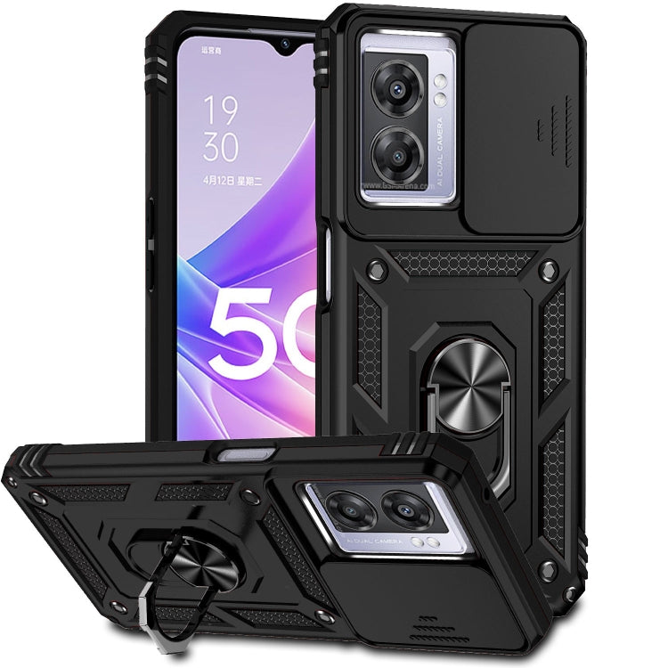 For OPPO A57 Sliding Camshield Holder Phone Case(Black) - OPPO Cases by PMC TechLife | Online Shopping South Africa | PMC TechLife | Buy Now Pay Later Mobicred