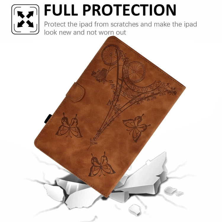 For Amazon Fire Max 11 2023 Embossed Tower Flip Smart Leather Tablet Case(Brown) - Amazon by PMC TechLife | Online Shopping South Africa | PMC TechLife | Buy Now Pay Later Mobicred