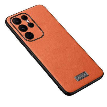 For Samsung Galaxy S24 Ultra 5G SULADA Shockproof TPU Hybrid Handmade Leather Phone Case(Orange) - Galaxy S24 Ultra 5G Cases by SULADA | Online Shopping South Africa | PMC Jewellery | Buy Now Pay Later Mobicred