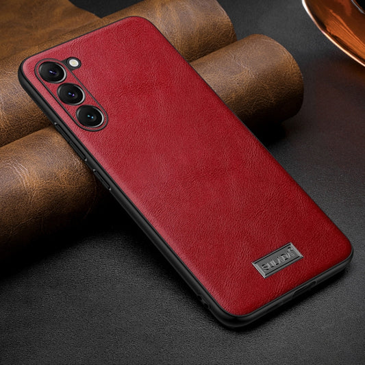 For Samsung Galaxy S25 5G SULADA Shockproof TPU Hybrid Handmade Leather Phone Case(Red) - Galaxy S25 5G Cases by SULADA | Online Shopping South Africa | PMC Jewellery | Buy Now Pay Later Mobicred