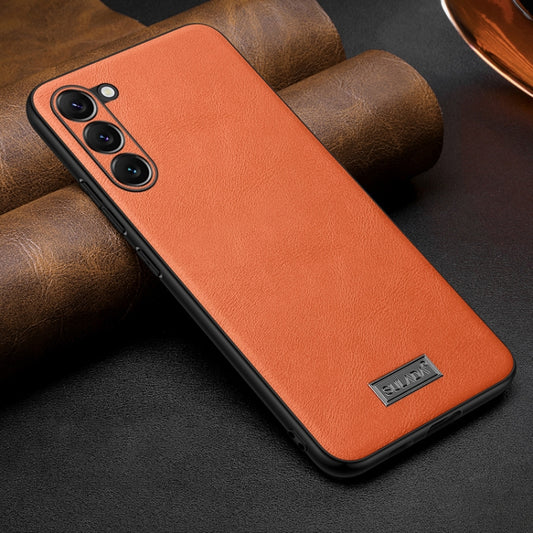 For Samsung Galaxy S25 5G SULADA Shockproof TPU Hybrid Handmade Leather Phone Case(Orange) - Galaxy S25 5G Cases by SULADA | Online Shopping South Africa | PMC Jewellery | Buy Now Pay Later Mobicred