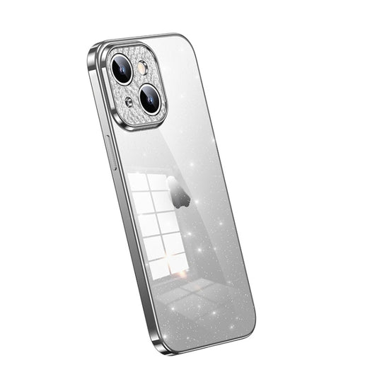 For iPhone 15 Plus SULADA Electroplated Transparent Glittery TPU Phone Case(Silver) - iPhone 15 Plus Cases by SULADA | Online Shopping South Africa | PMC Jewellery | Buy Now Pay Later Mobicred