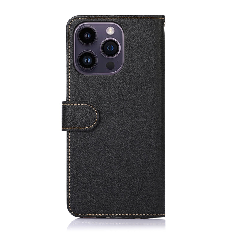 For iPhone 16 Pro Max KHAZNEH Litchi Texture Leather RFID Phone Case(Black) - iPhone 16 Pro Max Cases by PMC TechLife | Online Shopping South Africa | PMC TechLife | Buy Now Pay Later Mobicred