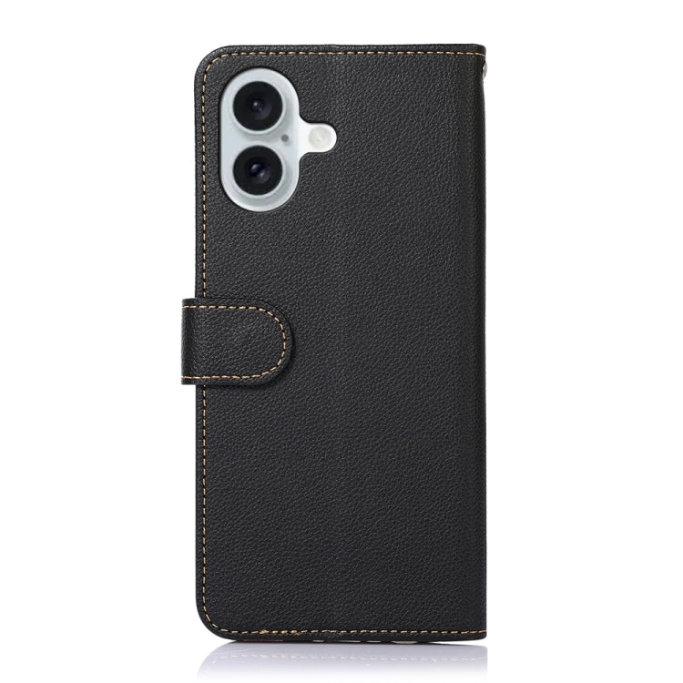 For iPhone 16 Plus KHAZNEH Litchi Texture Leather RFID Phone Case(Black) - iPhone 16 Plus Cases by PMC Jewellery | Online Shopping South Africa | PMC Jewellery | Buy Now Pay Later Mobicred