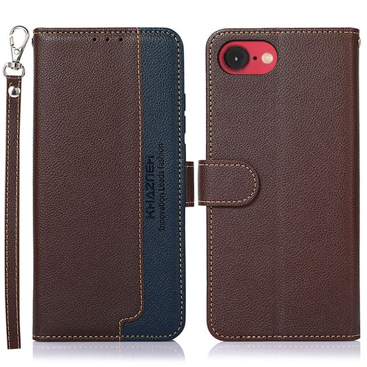 For iPhone 16e KHAZNEH Litchi Texture Leather RFID Phone Case(Brown) - iPhone 16e Cases by PMC Jewellery | Online Shopping South Africa | PMC Jewellery | Buy Now Pay Later Mobicred