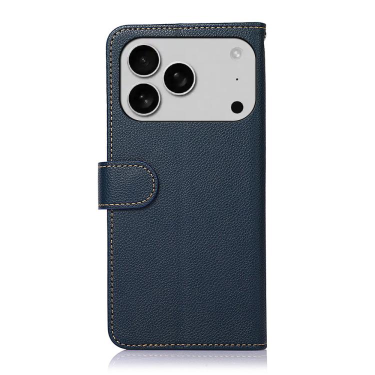 For iPhone 17 Pro KHAZNEH Litchi Texture Leather RFID Phone Case(Blue) - free shipping - PMc TechLife - Order now!