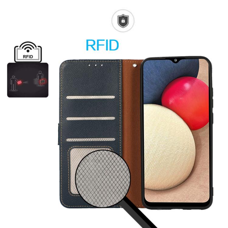 For iPhone 17 Pro KHAZNEH Litchi Texture Leather RFID Phone Case(Blue) - free shipping - PMc TechLife - Order now!