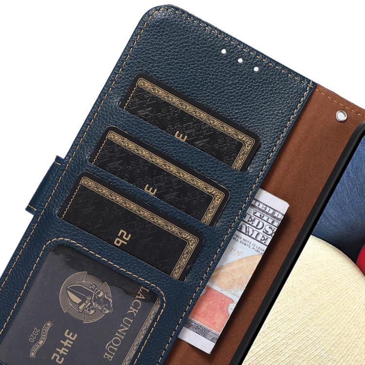 For iPhone 17 Pro KHAZNEH Litchi Texture Leather RFID Phone Case(Blue) - free shipping - PMc TechLife - Order now!