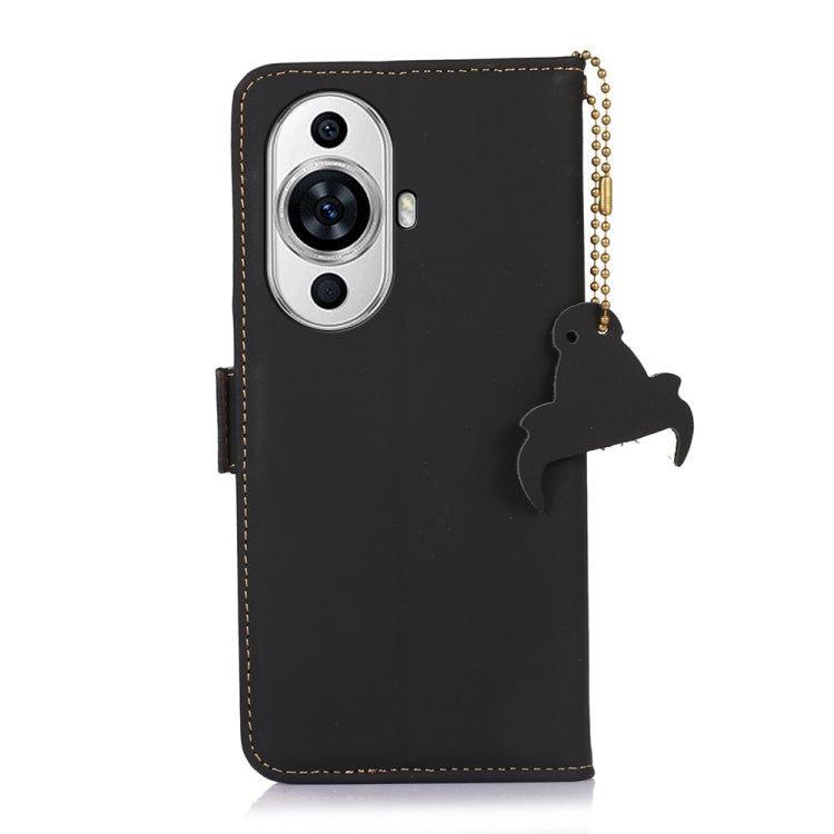 For Huawei Nova 11 Genuine Leather Magnetic RFID Leather Phone Case(Black) - Huawei Cases by PMC TechLife | Online Shopping South Africa | PMC TechLife | Buy Now Pay Later Mobicred