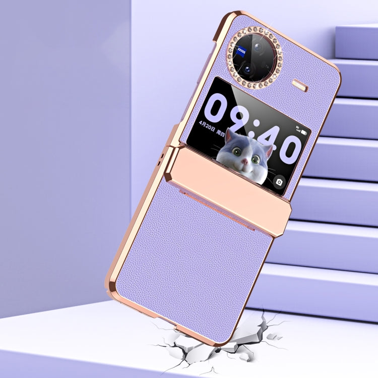 For vivo X Flip Plated Plain Leather Folding Phone Case with Hinge(Pink) - vivo Cases by PMC TechLife | Online Shopping South Africa | PMC TechLife