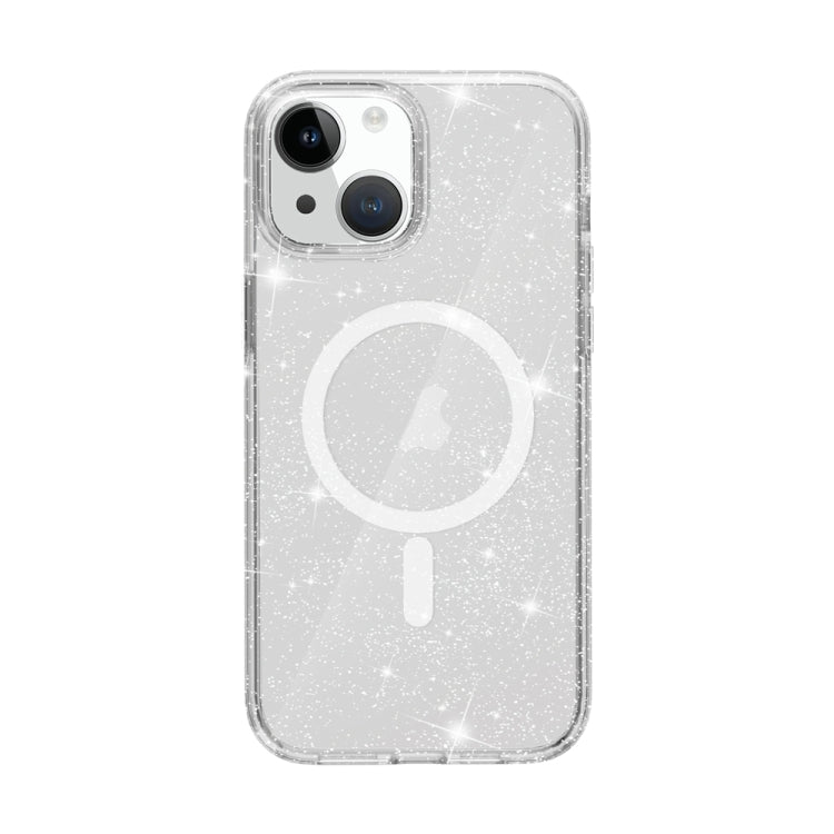 For iPhone 15 Terminator Style Glitter Powder MagSafe Magnetic Phone Case(White) - iPhone 15 Cases by PMC Jewellery | Online Shopping South Africa | PMC Jewellery