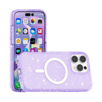 For iPhone 16 Pro Terminator Style Glitter Powder MagSafe Magnetic Phone Case(Purple) - iPhone 16 Pro Cases by PMC Jewellery | Online Shopping South Africa | PMC Jewellery | Buy Now Pay Later Mobicred