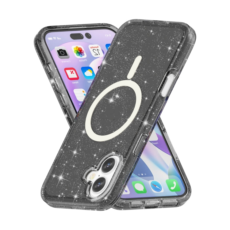 For iPhone 16 Plus Terminator Style Glitter Powder MagSafe Magnetic Phone Case(Black) - free shipping - PMC TechLife - Order now!