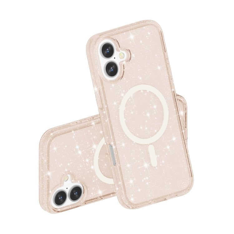 For iPhone 16 Terminator Style Glitter Powder MagSafe Magnetic Phone Case(Gold) - iPhone 16 Cases by PMC TechLife | Online Shopping South Africa | PMC TechLife | Buy Now Pay Later Mobicred