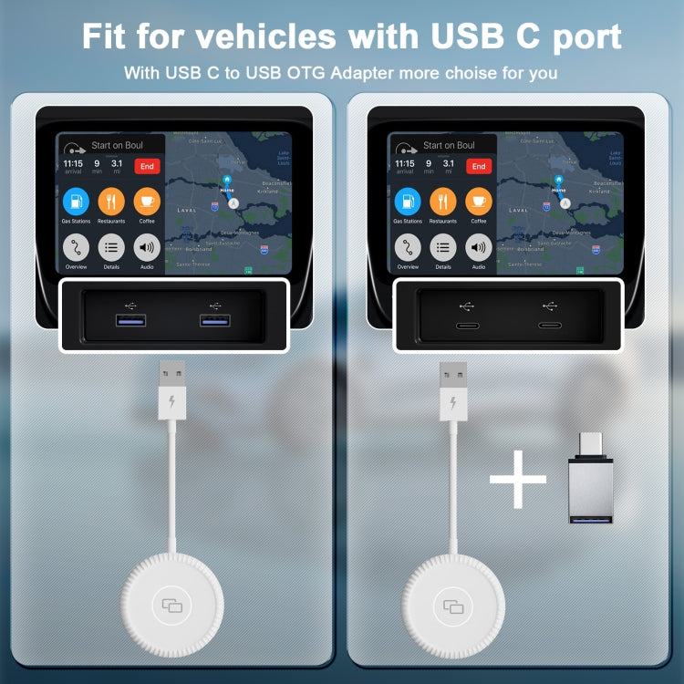 USB-C / Type-C + USB Carplay to Car Mirror Adapter for iPhone(White) - free shipping - PMC TechLife - Order now!