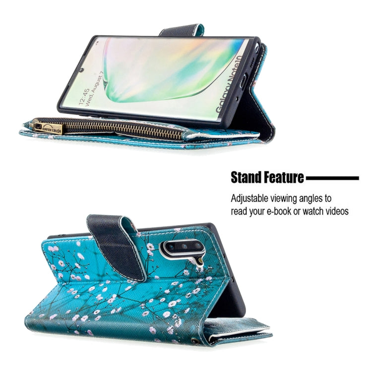 For Samsung Galaxy Note 10 Colored Drawing Pattern Zipper Horizontal Flip Leather Case with Holder & Card Slots & Wallet(Plum Blossom) - Galaxy Phone Cases by PMC Jewellery | Online Shopping South Africa | PMC Jewellery