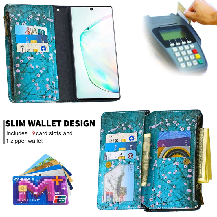 For Samsung Galaxy Note 10 Colored Drawing Pattern Zipper Horizontal Flip Leather Case with Holder & Card Slots & Wallet(Plum Blossom) - Galaxy Phone Cases by PMC TechLife | Online Shopping South Africa | PMC TechLife