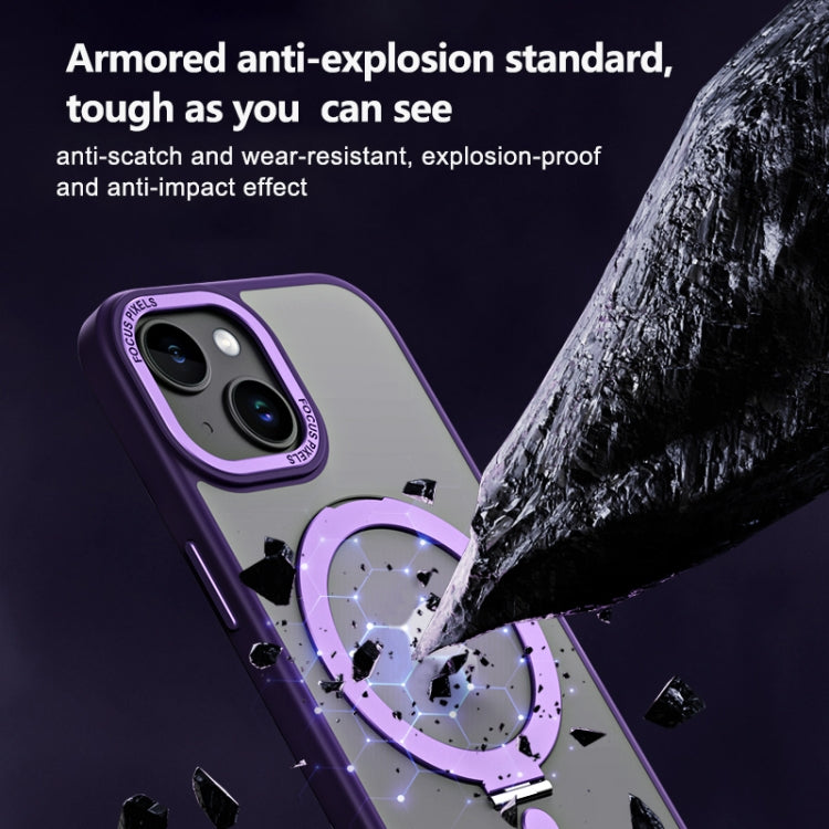 For iPhone 15 Skin Feel MagSafe Shockproof Phone Case with Holder(White) - iPhone 15 Cases by PMC TechLife | Online Shopping South Africa | PMC TechLife