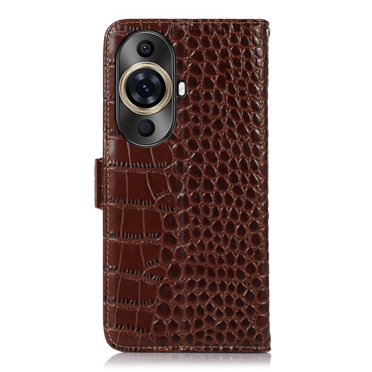 For Huawei Nova 11 Pro / 11 Ultra Crocodile Top Layer Cowhide Leather Phone Case(Brown) - Huawei Cases by PMC TechLife | Online Shopping South Africa | PMC TechLife | Buy Now Pay Later Mobicred
