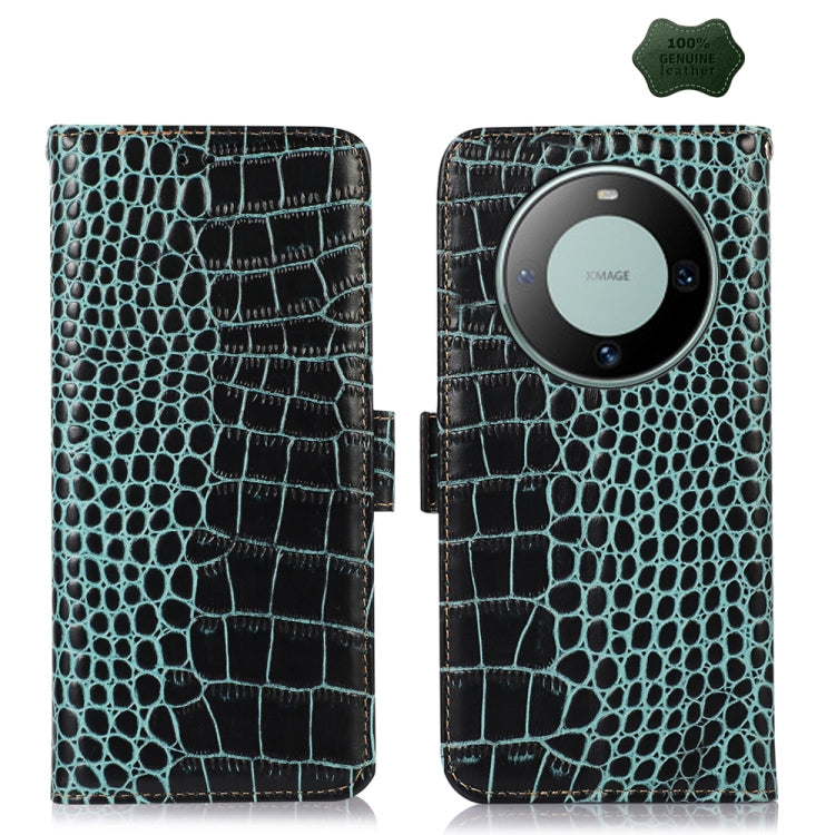 For Huawei Mate 60 Crocodile Top Layer Cowhide Leather Phone Case(Green) - Huawei Cases by PMC TechLife | Online Shopping South Africa | PMC TechLife | Buy Now Pay Later Mobicred