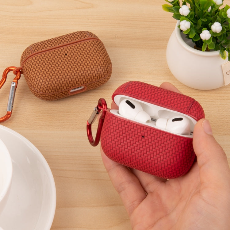 For AirPods Pro Woven Skin Texture PC TWS Earphone Protective Case(Green) - For AirPods Pro by PMC Jewellery | Online Shopping South Africa | PMC Jewellery | Buy Now Pay Later Mobicred